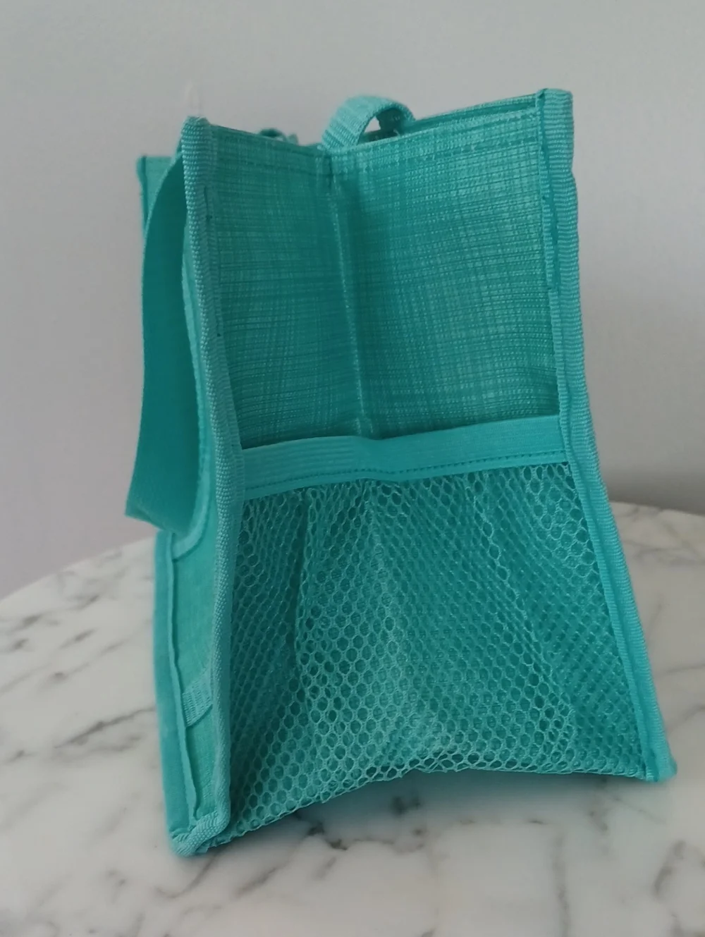 Thirty-one Keep It Caddy turqoise Crosshatch Blue Green Tote approx 6x13x8 Copy